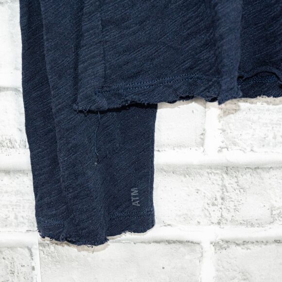 Anthony Thomas Melillo ATM Slub Jersey Destroyed Wash Henley Navy Size XL - Picture 6 of 6